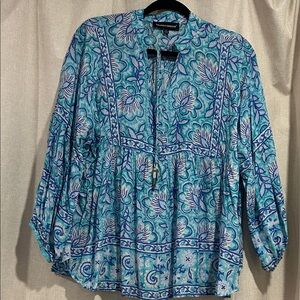 Grand & Greene Blue and White Floral Blouse